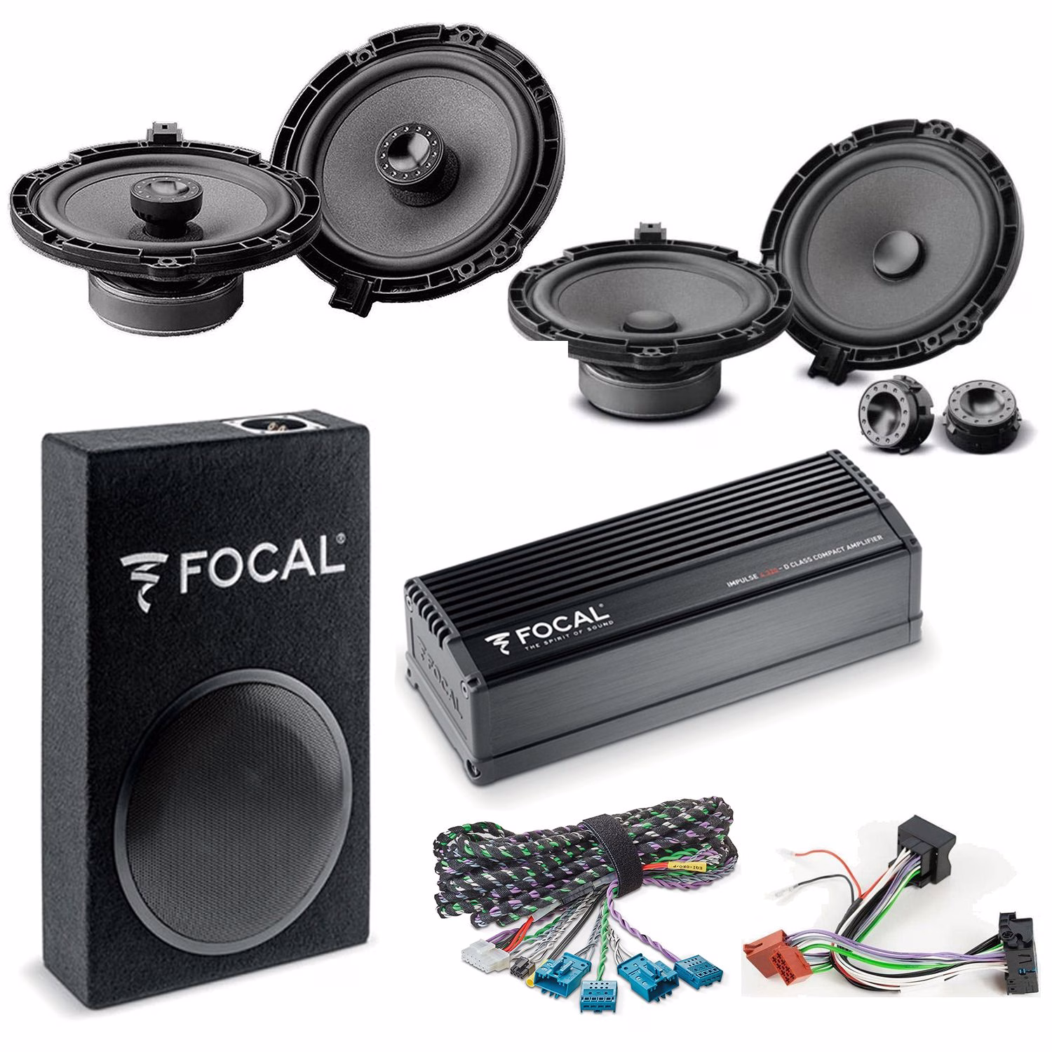 Focal Inside Peugeot, Vauxhall, Citroen Car Audio Upgrade 2 Way Component and Coaxial Speaker plus Amplifier and Subwoofer...