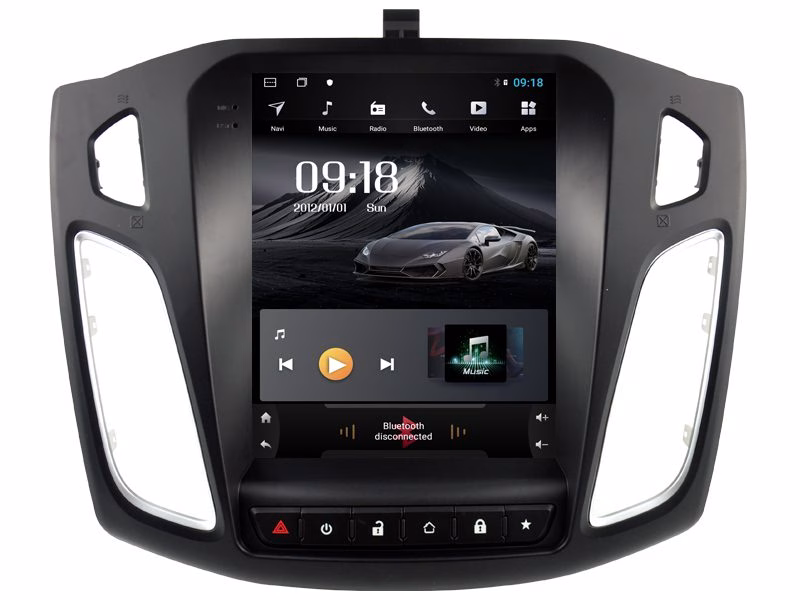 10.4″ Android Carplay Car GPS Navigation Stereo Multimedia Vertical Player Tesla Style Custom Fit for Ford Focus 2012-2017...