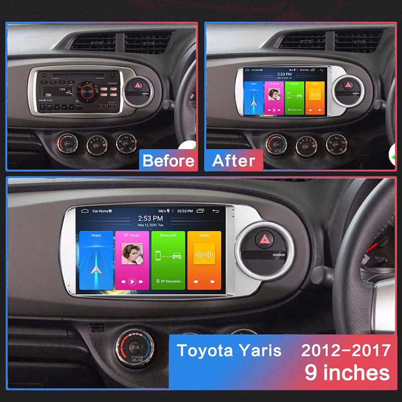 9” Android Carplay Stereo Radio Multimedia System For Toyota Yaris 2012-2017 Toyota pa_vehicle-year - incarmusic.co.uk