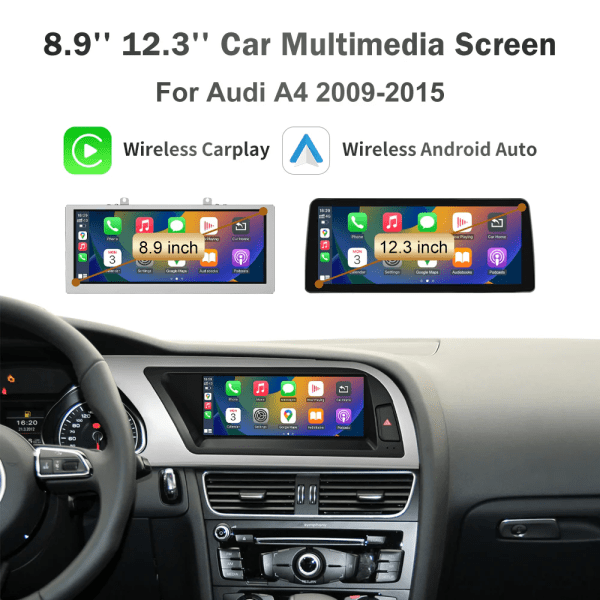 8.9" / 12.3" Car Multimedia Linux Screen with Apple CarPlay & Android Auto For AUDI Q5 2009-2017 with MIB, Low-end, High-end System