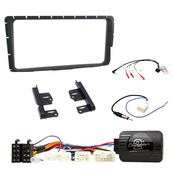 Fascia Double Din Fitting Kit & Steering Wheel Control for Toyota Hilux 2012 - 2015