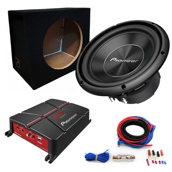 Pioneer 12" Single Car Subwoofer Bass Box 1400w Package, Amplifier & Wiring Kit