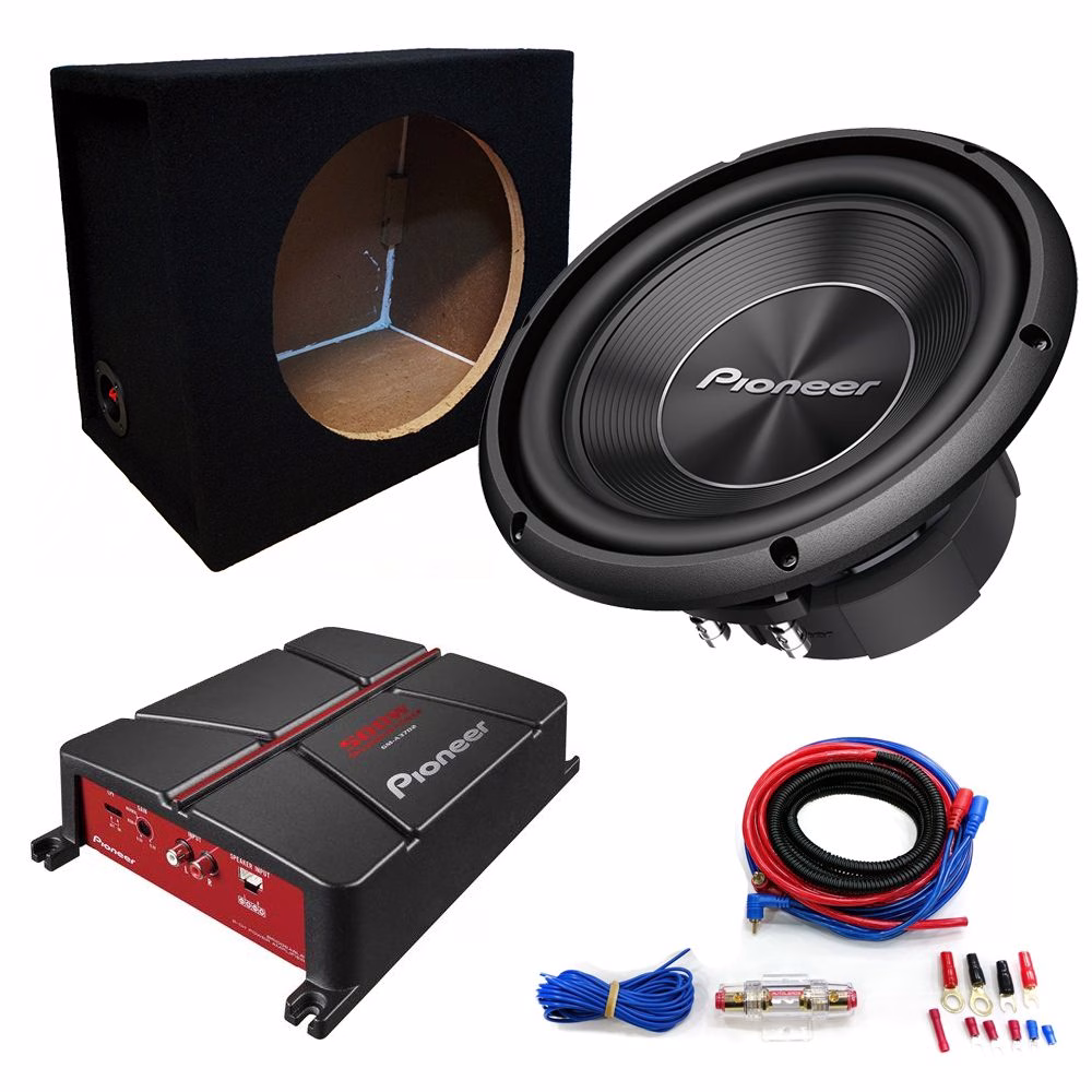 Pioneer 12″ Single Car Subwoofer Bass Box 1400w Package, Amplifier & Wiring Kit - incarmusic.co.uk