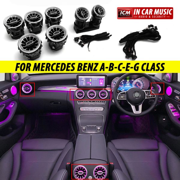 Mercedes W205 W206 W247 W253 W213 W177 W464 2015-2022 Air Vent Ambient LED Light For Front & Rear AC Vent Trim
