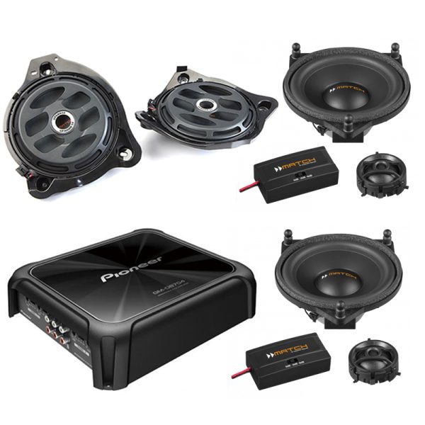 Match Mercedes Audio Upgrade Custom Package with 2-Way Component Speakers, Woofers and Amplifier