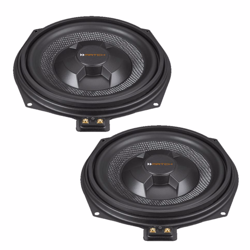 MATCH UP W8BMW-S 8″ Underseat Subwoofers Upgrade 200W RMS for BMW 1, 2, 3, 4, 5 X Series - incarmusic.co.uk