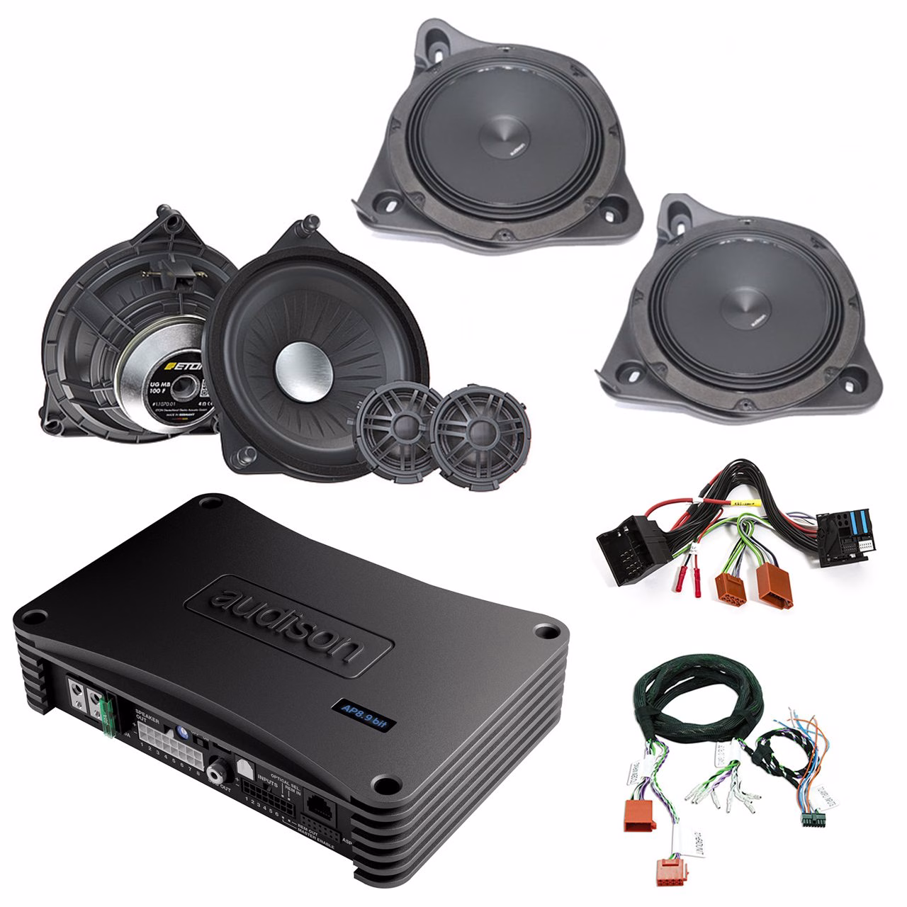 Mercedes Audio Upgrade Custom Package with Front Door Speakers, Kickwell / Footwell subwoofers and DSP Amplifier -...