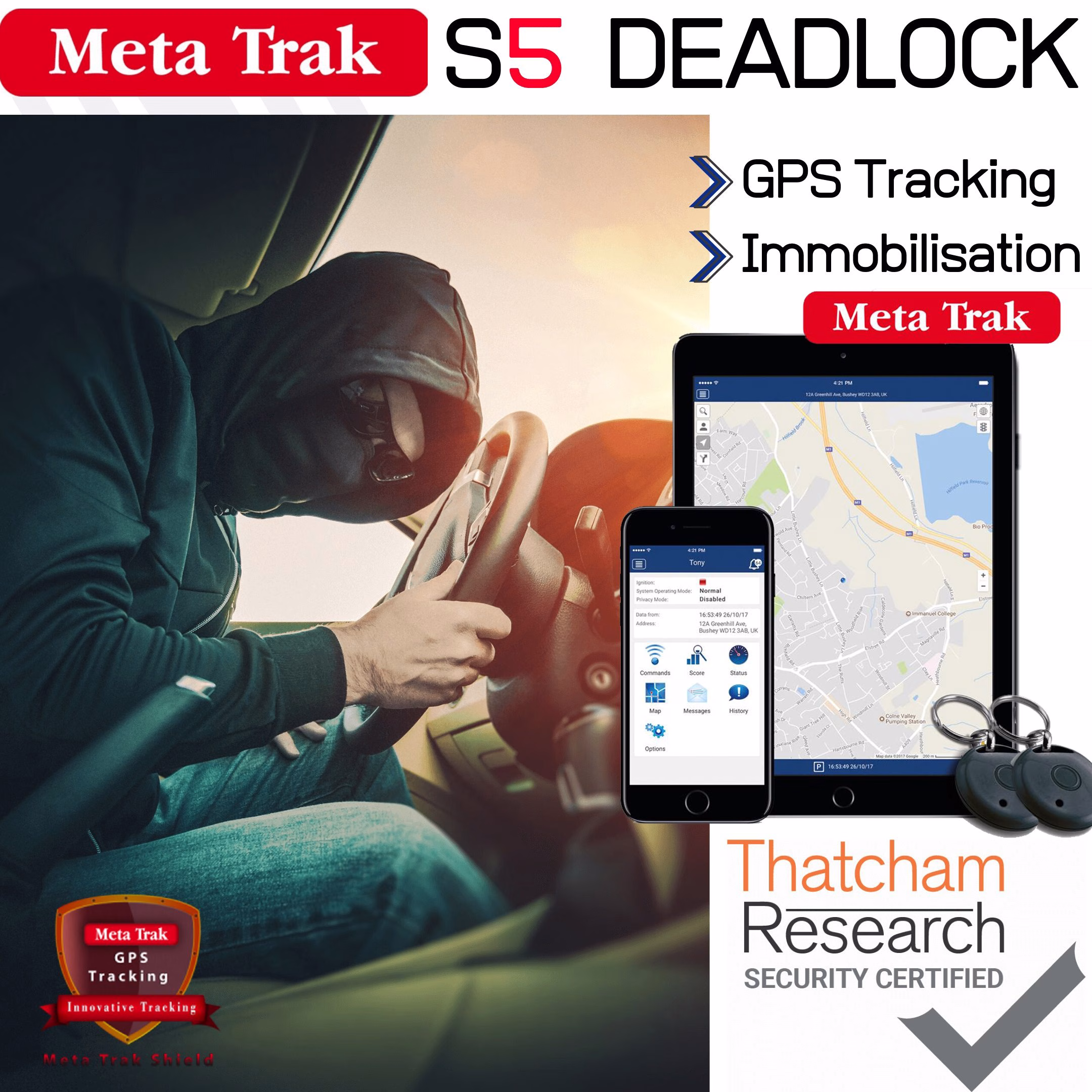 Meta Trak Cat S5 Deadlock Insurance Approved Vehicle Security Tracking System with Immobilisation Security / Safety pa_make,...
