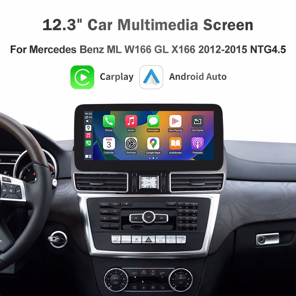 12.3″ Car Multimedia Linux Screen with Apple CarPlay & Android Auto For Mercedes-Benz ML W166 GL X166 Class 2012-2015 NTG...