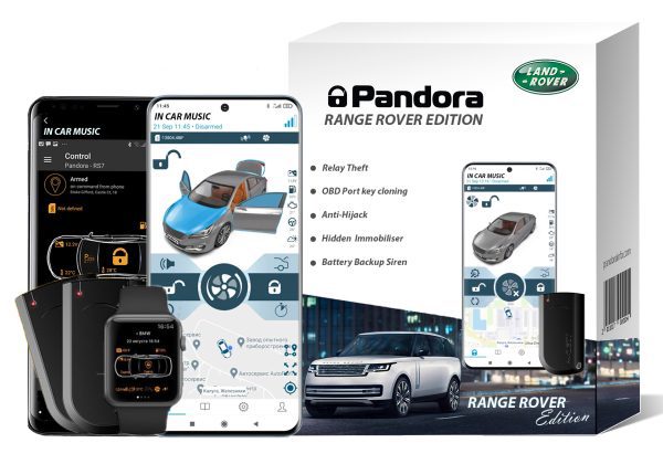 Pandora Car Alarm Range Rover Edition with Wireless Bluetooth Immobiliser, Anti-Hijack, GPS Tracker, Phone App & Notifications