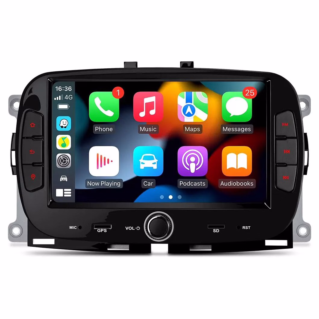 7″ Android Multimedia Car Stereo with Built-in Apple CarPlay & Android Auto Custom Fit for Fiat 500 (2016-2020） -...