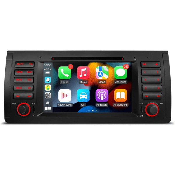 Android Multimedia Player With 7" Display Built-In Apple CarPlay And Android Auto Custom Fit For BMW X5 E53 (1999-2006)