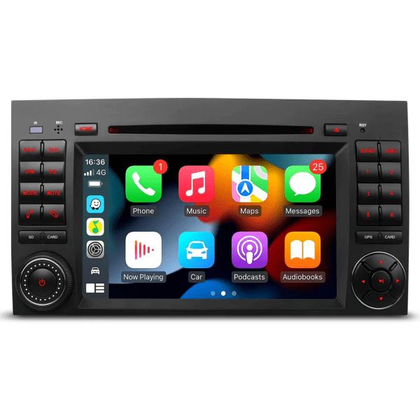 Android Multimedia Car Stereo With 7″ Display Built-In Apple CarPlay & Android Auto Custom Fit For Mercedes-Benz A,B...