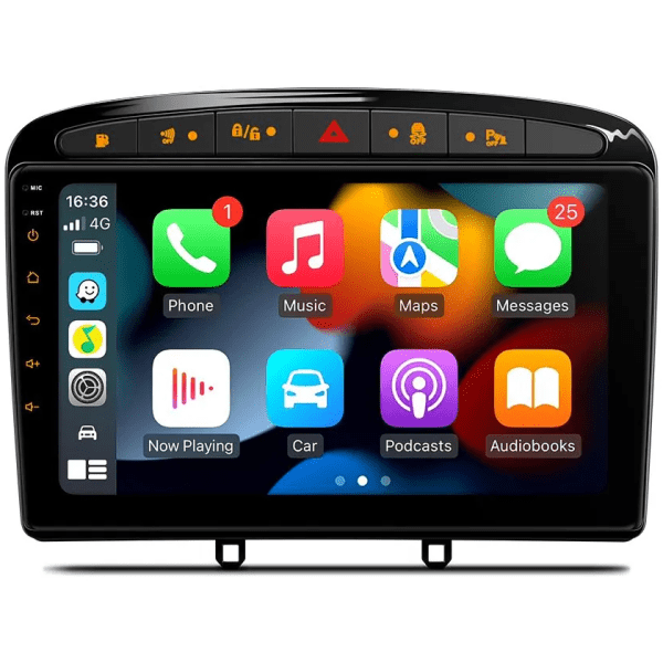 Android Multimedia Car Stereo With 9″ Display Built-In Apple CarPlay & Android Auto Custom Fit For Peugeot 308, 408, RCZ -...