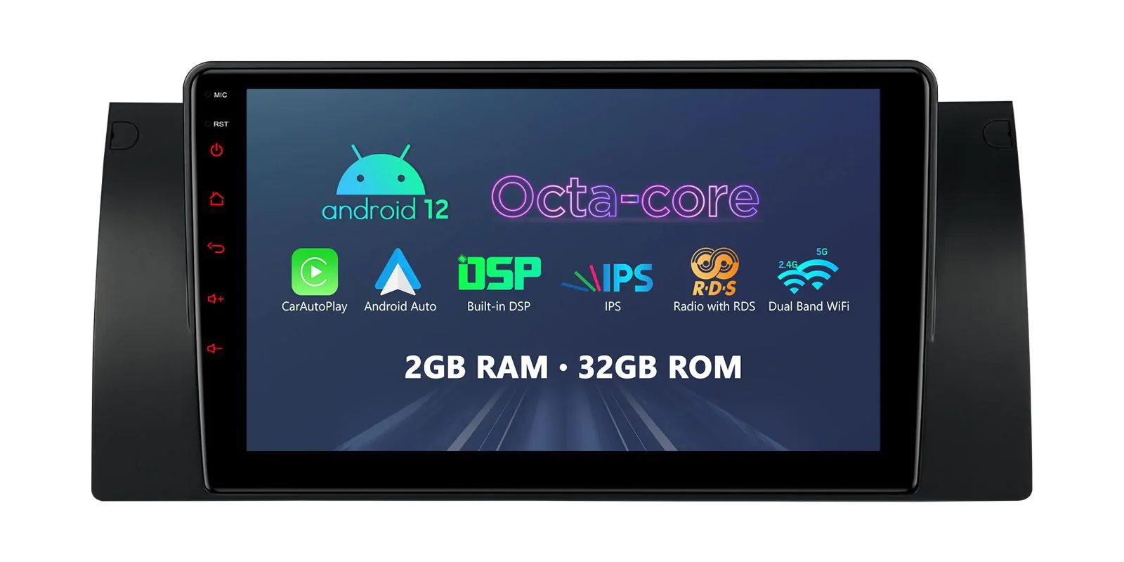 Android Multimedia Player with 9″ Display and Built-in Carplay & Android Auto Custom Fit for BMW X5 E53 / 7 Series E38 BMW...