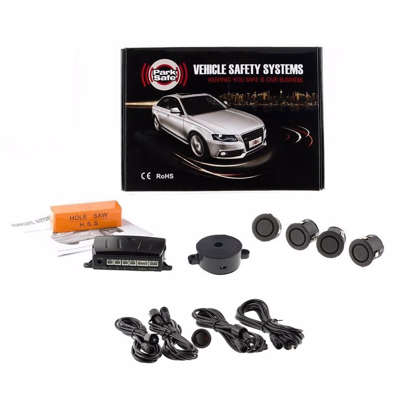 Front Parking Sensor Kit 4 Way 19mm , + 12v/24v (Matt Black) - incarmusic.co.uk