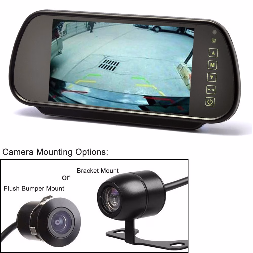 7″ Inch Mirror Monitor Screen + Rearview Reverse Car Parking Camera Kit - incarmusic.co.uk