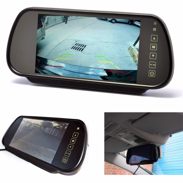 7″ Inch LCD Universal Car Rear View Mirror Monitor Screen For Parking Cameras - incarmusic.co.uk