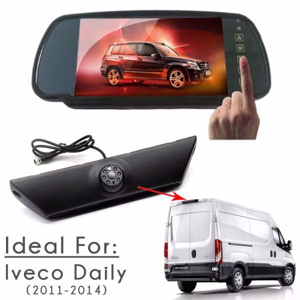 7″ Mirror Monitor & Rear Van Brake Light Camera Kit For Iveco Daily 2011-14 - incarmusic.co.uk