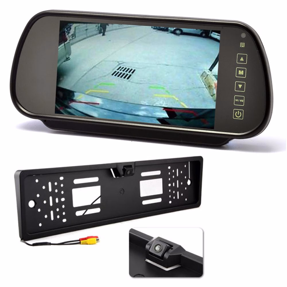 7″ Inch Mirror Monitor Screen + Car Numberplate Reverse Parking Camera Kit - incarmusic.co.uk