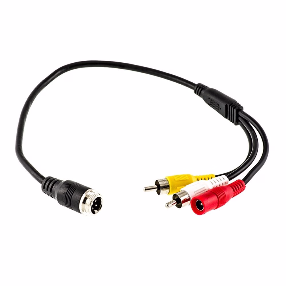 4 Pin Male Aviation to Male RCA AV Cable Lead Convertor For CCTV Reverse Cams - incarmusic.co.uk