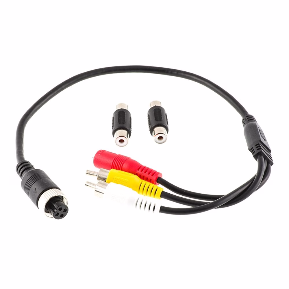 4 Pin Female to Male RCA AV Cable Lead Adaptor For CCTV & Reverse Cameras - incarmusic.co.uk