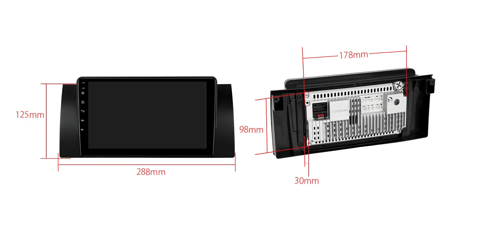 Android Multimedia Player with 9″ Display and Built-in Carplay & Android Auto Custom Fit for BMW X5 E53 / 7 Series E38 BMW...