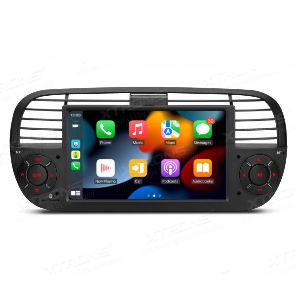 Android Multimedia Car Stereo with 7" Display Built-in Apple CarPlay & Android Auto Custom Fit for Fiat 500 2007-2015