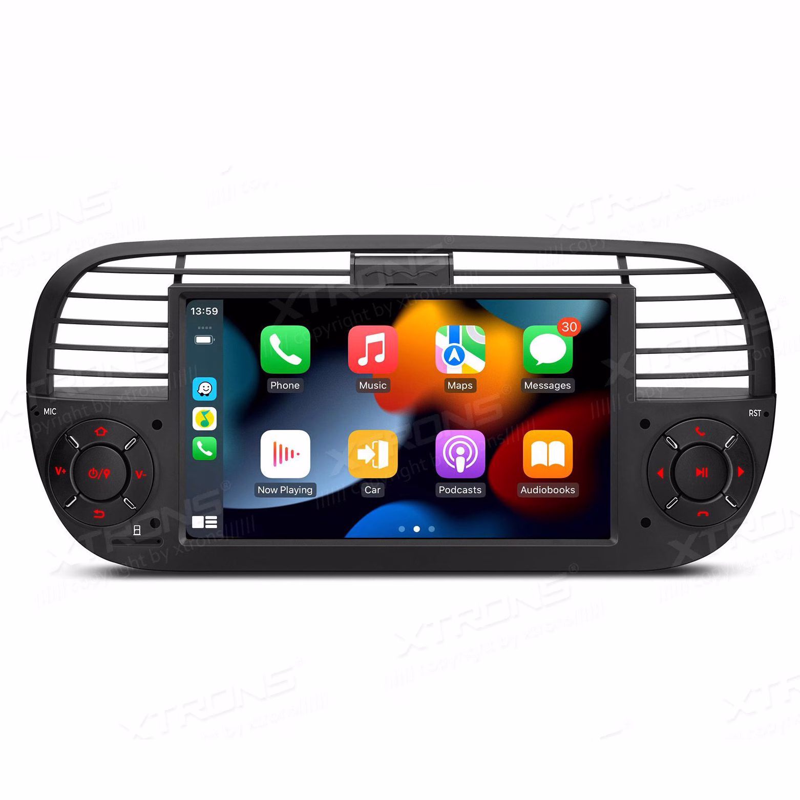 Android Multimedia Car Stereo with 7″ Display Built-in Apple CarPlay & Android Auto Custom Fit for Fiat 500 2007-2015 -...