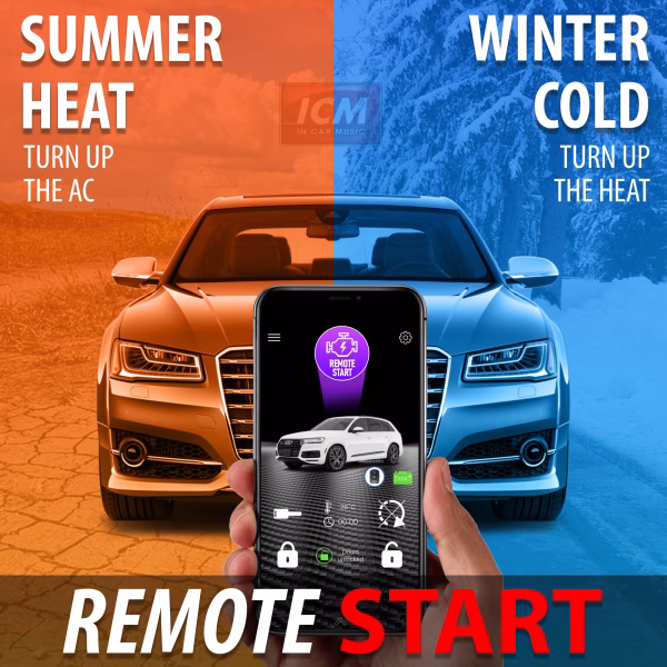 Car Remote Engine Start System from Key Fob or Bluetooth Phone App