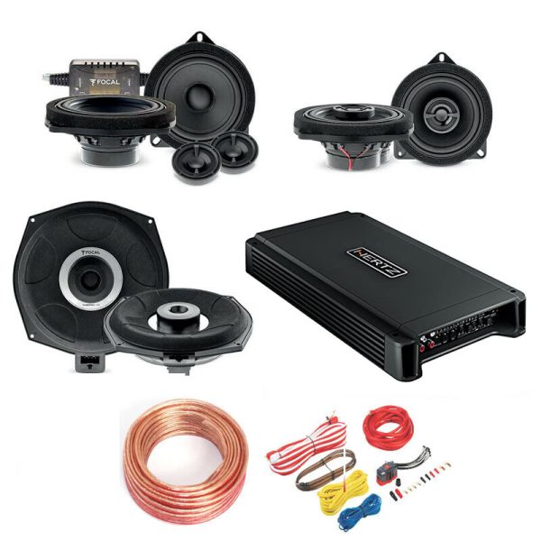 Focal BMW Car Audio Upgrade Speaker & Subwoofer Kit + 5ch Amplifier and Wiring Kit