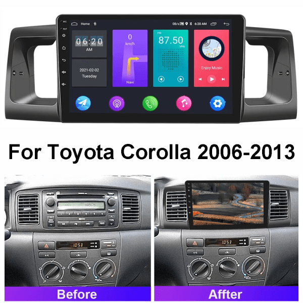 9" Carplay Android Stereo Radio Octa Core With Apple CarPlay & Android Auto For Toyota Corolla 2006-2012