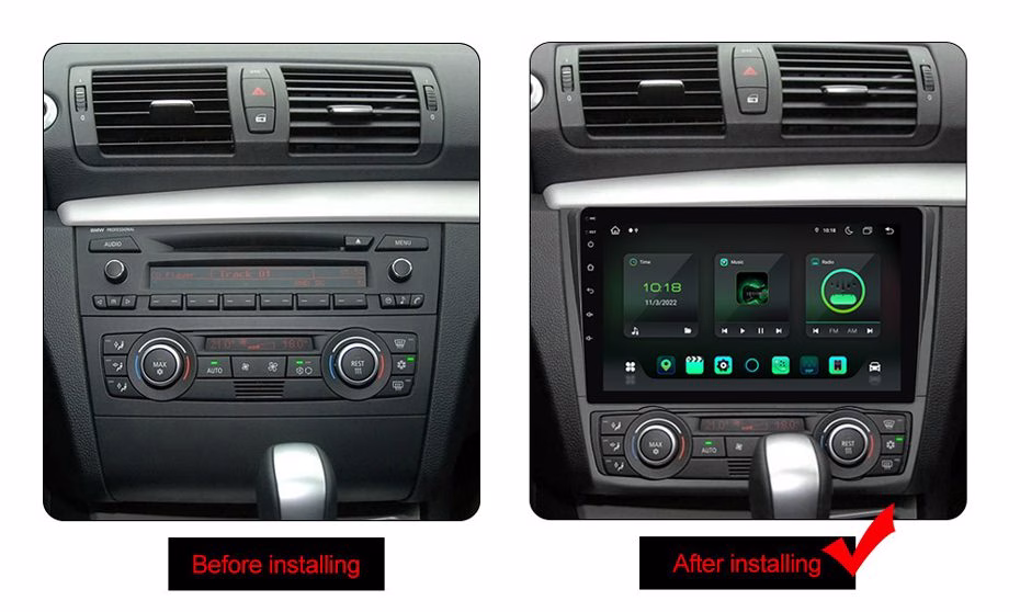 9″ GPS Navigation Radio Android Carplay System Car Multimedia Player With Bluetooth, Wifi, Usb, Aux For BMW 1 Series E81...