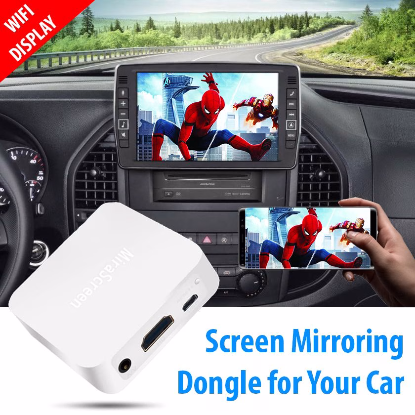 Car Wireless Display Box Mirror Phone to Car Screen, Support Miracast from iOS Android Phone Screen Mirroring for Car, GPS...