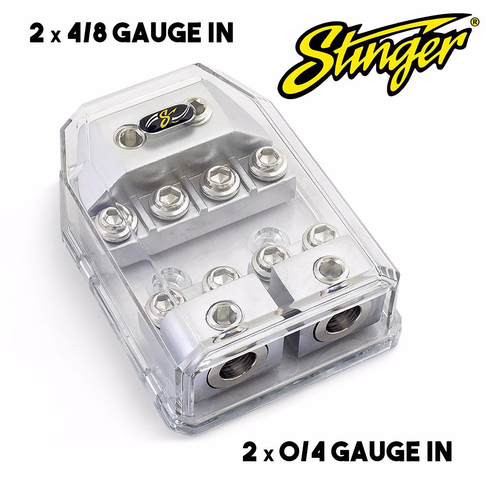 Stinger SHD823 Dual MIDI Fuse Holder Distribution- 0/4 Gauge in to 4/8 Gauge Out - incarmusic.co.uk