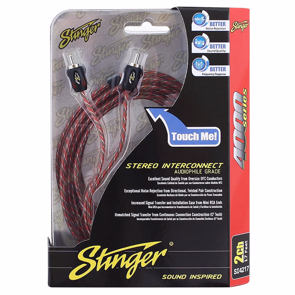 STINGER SI4217 2 Channel 17ft 4000 Series Interconnect RCA Cable Lead - incarmusic.co.uk