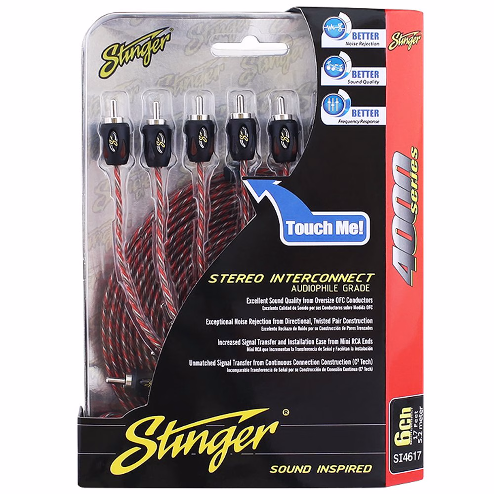 6 Channel Stinger 5 Metre 4000 Series Interconnect RCA Cable Lead Fitting Accessories pa_make - incarmusic.co.uk