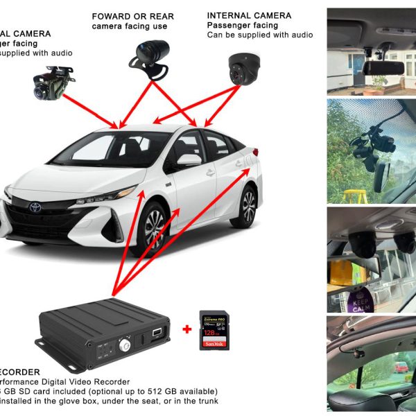 Front | Rear | Internal | Dash Camera DVR in-vehicle CCTV for PHV and Taxi Drivers with 512GB SD Card - incarmusic.co.uk