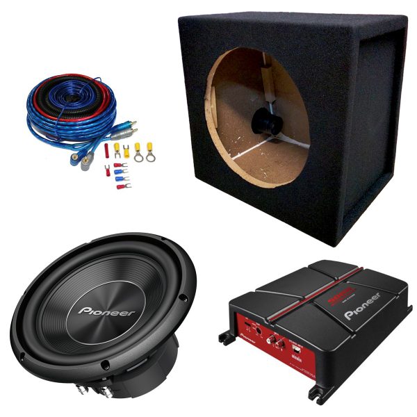 10" PIONEER Car Subwoofer Bass Box 1300w Package, Amplifier & Wiring Kit