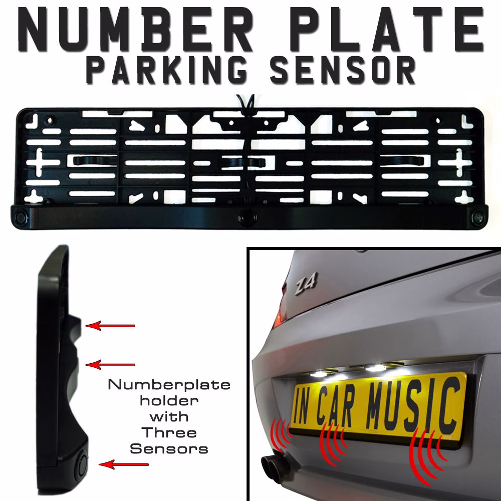 Number Plate Holder Mount Reverse Parking Sensor Sensors & Buzzer - incarmusic.co.uk
