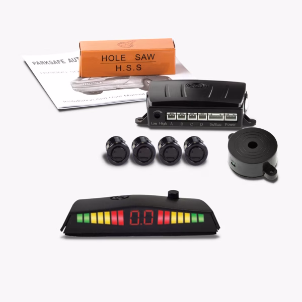 Rear Parking Sensor Kit 4 Way 19mm  + Towbar Detection  and PS62 Display - 12v/24v