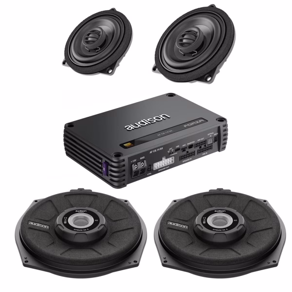 BMW Premium Car Audio Upgrade with Audison Forza DSP Amplifier, Subwoofers & Front Speakers and wiring kit - incarmusic.co.uk