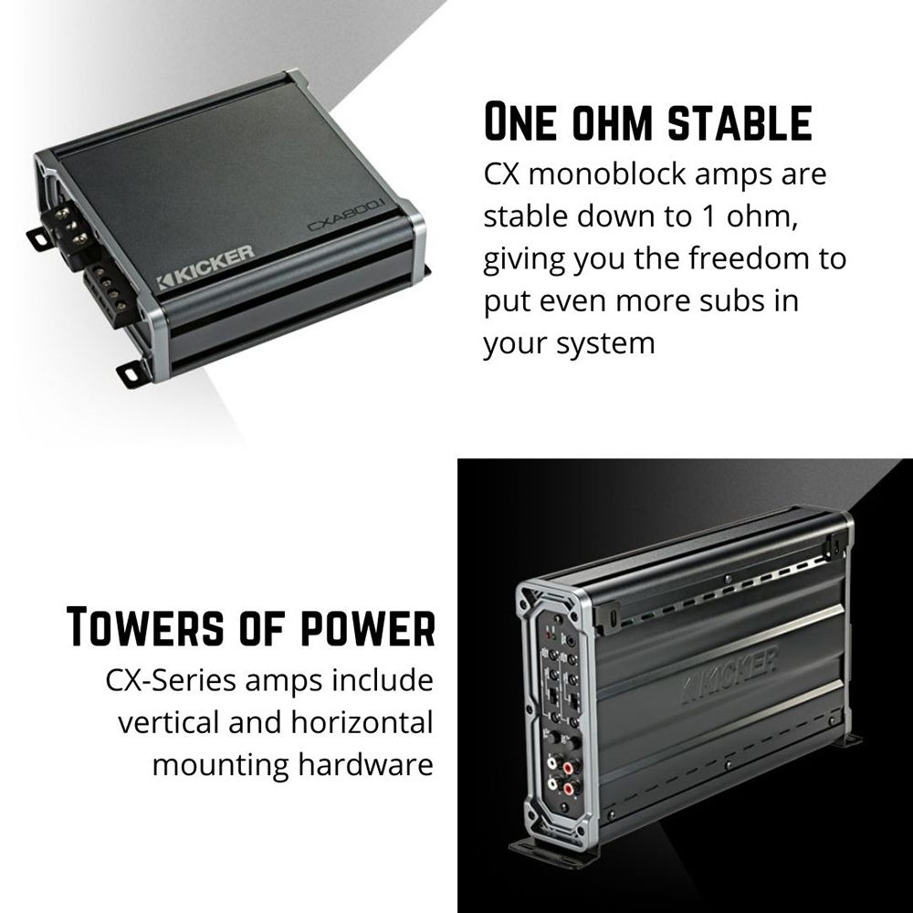 Kicker KA46CXA12001 CX 1200W Monoblock Class D Subwoofer Amplifier - incarmusic.co.uk