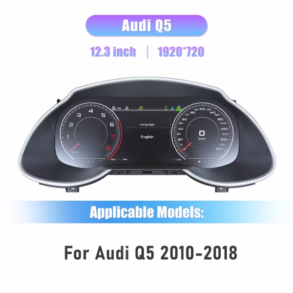 Virtual Cockpit 12.3″ Digital Speedometer Odometer Instrument Cluster Upgrade for Audi Q5 2010-2018 - incarmusic.co.uk