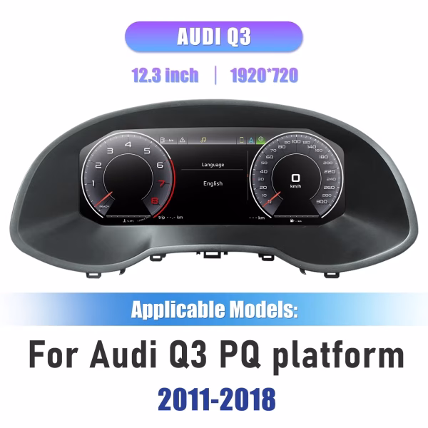 Virtual Cockpit 12.3″ Digital Speedometer Odometer Instrument Cluster Upgrade for Audi Q3 2011-2018 - incarmusic.co.uk
