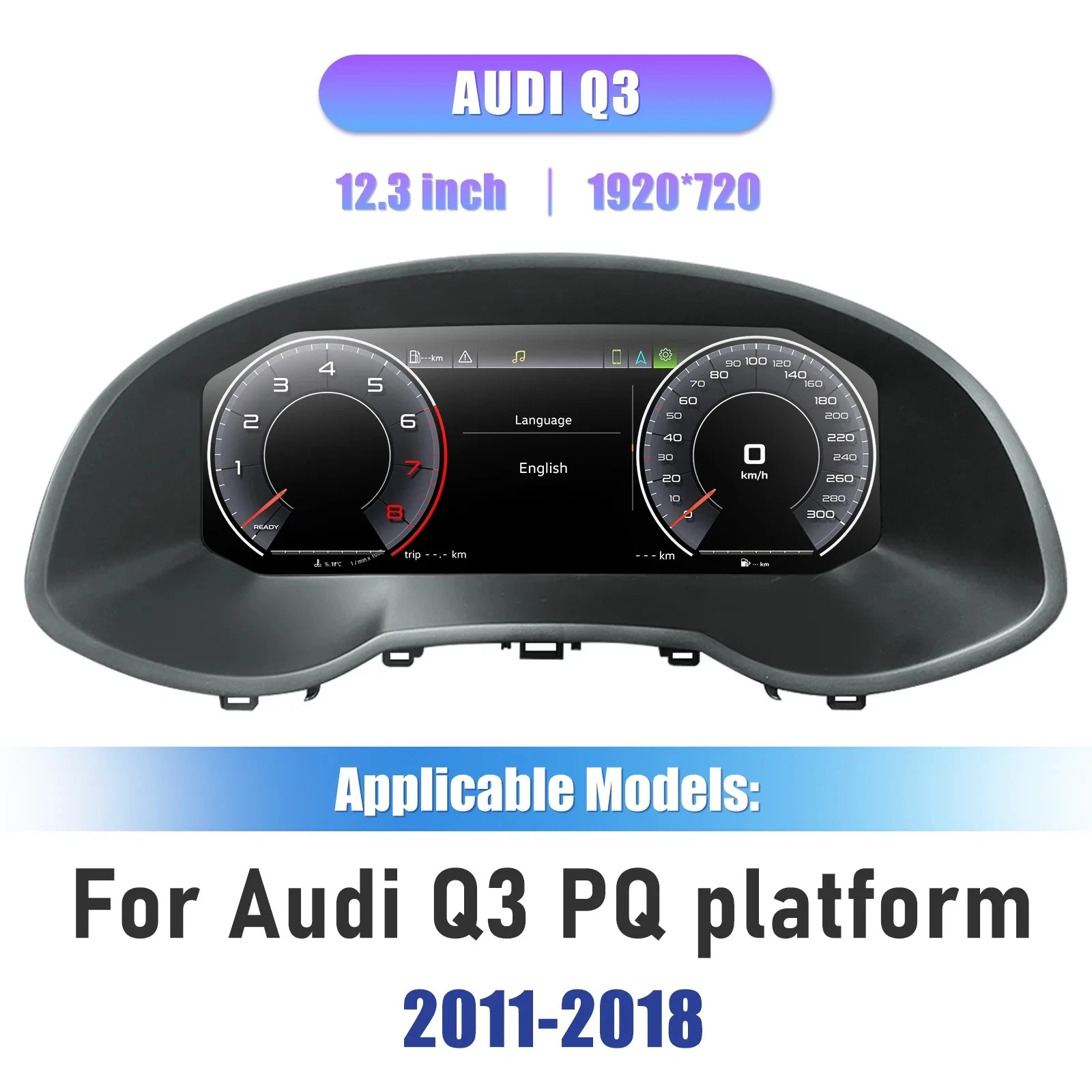 Virtual Cockpit 12.3″ Digital Speedometer Odometer Instrument Cluster Upgrade for Audi Q3 2011-2018 - incarmusic.co.uk