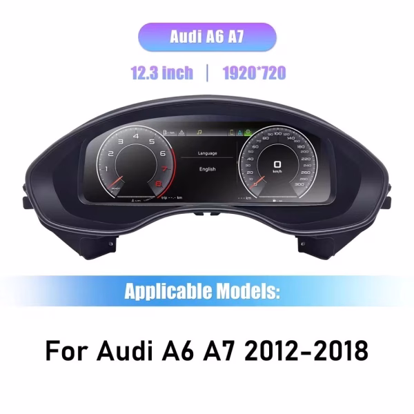 Virtual Cockpit 12.3″ Digital Speedometer Odometer Instrument Cluster Upgrade for Audi A6 A7 2012-2018 - incarmusic.co.uk