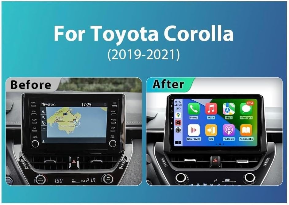 10” Android Multimedia Wireless Apple Carplay Stereo With Bluetooth, Wifi, Usb, Aux Custom Fit For Toyota Corolla...
