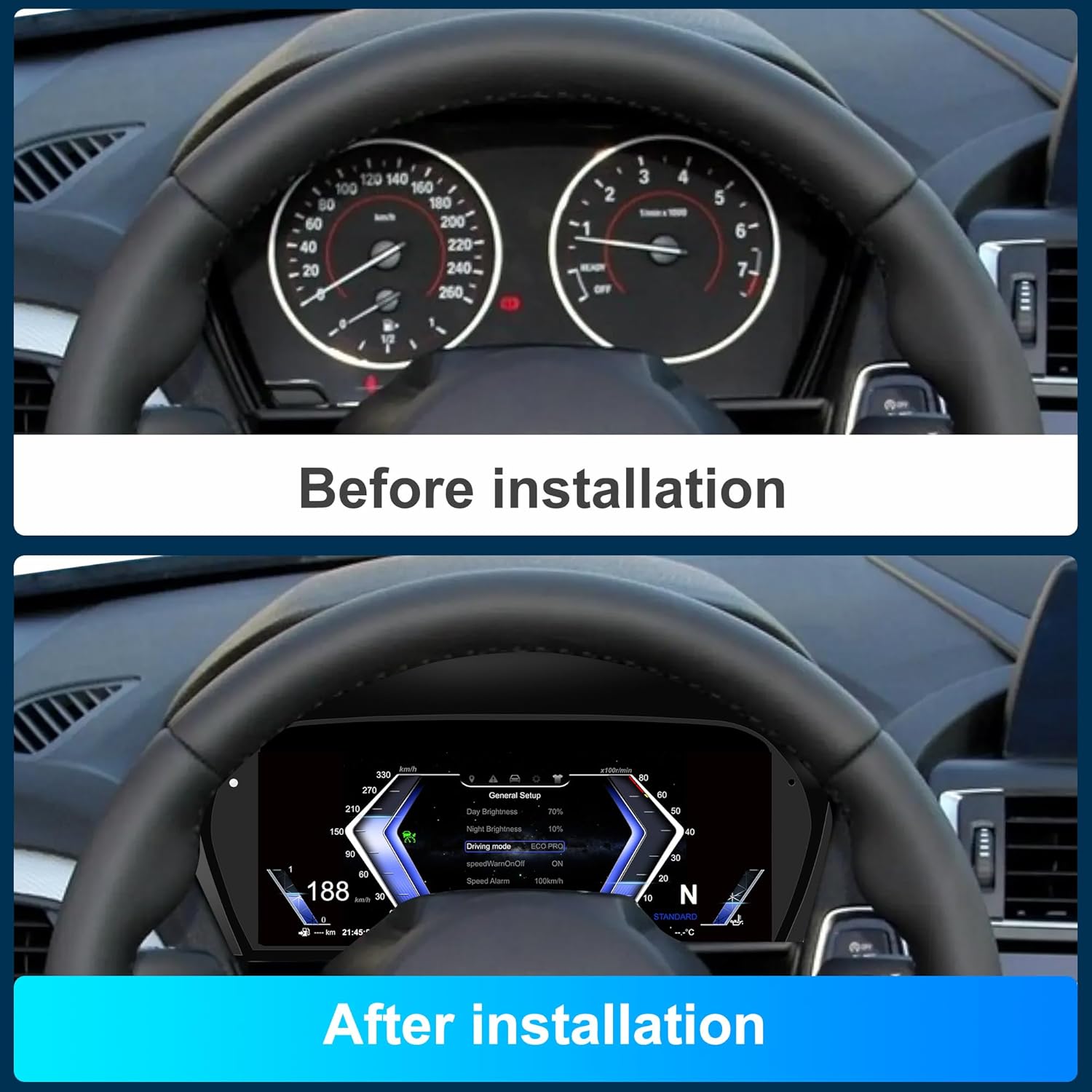 Virtual Cockpit 11″ Digital Speedometer Odometer Instrument Cluster Upgrade for BMW 1 SERIES F20, 2 SERIES F22, X1 F48, X2...