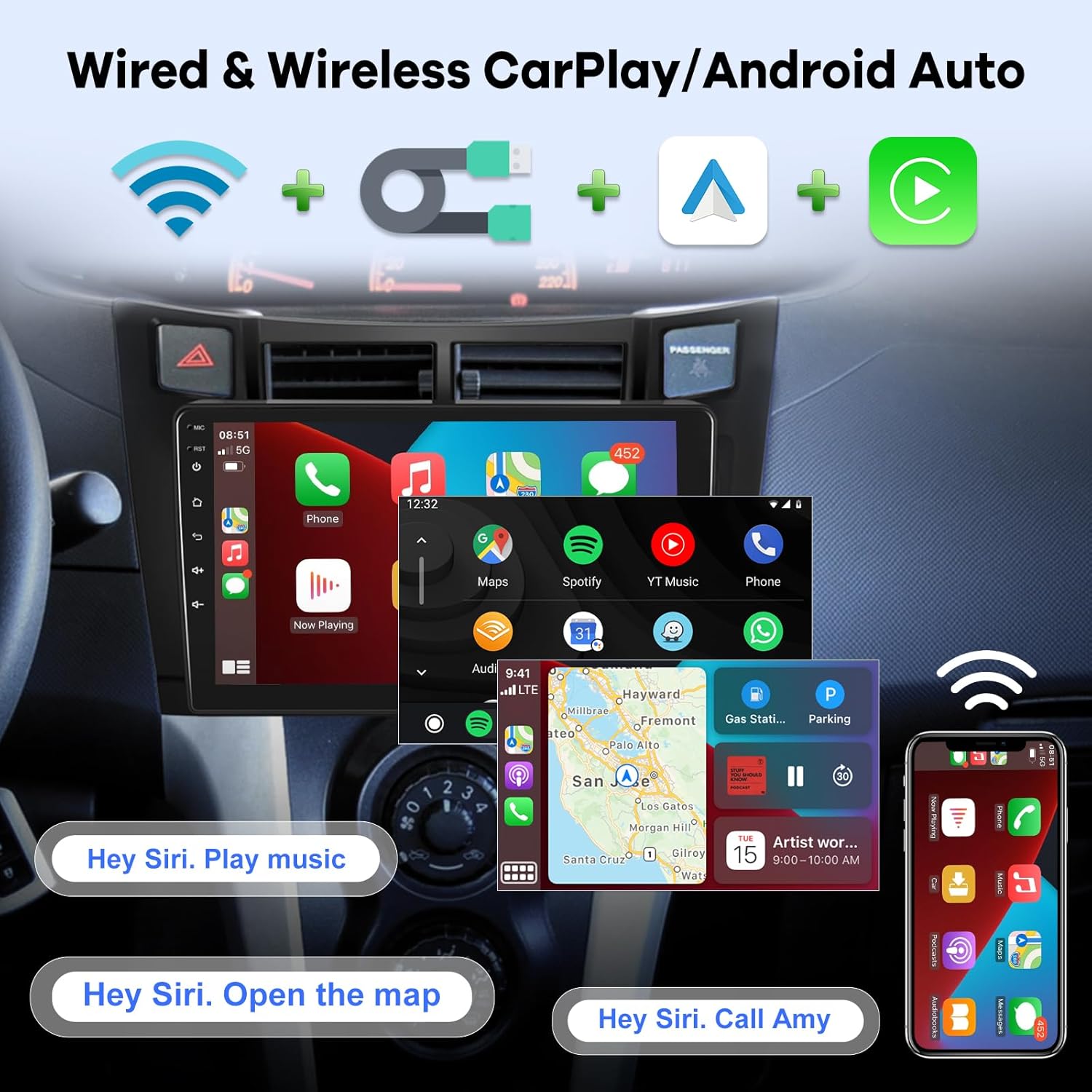 9” Android Multimedia Carplay Stereo With Bluetooth, Wifi, Usb, Aux Custom Fit For Toyota Yaris (2005-2012) -...